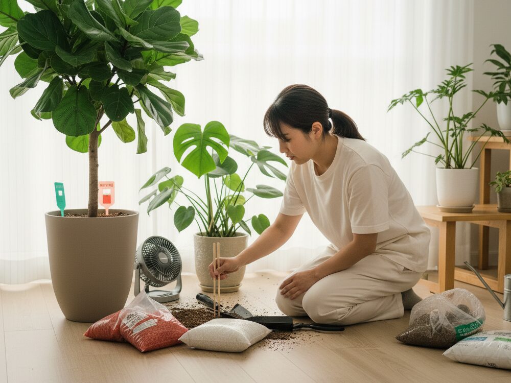 観葉植物の土が乾かない時の対策