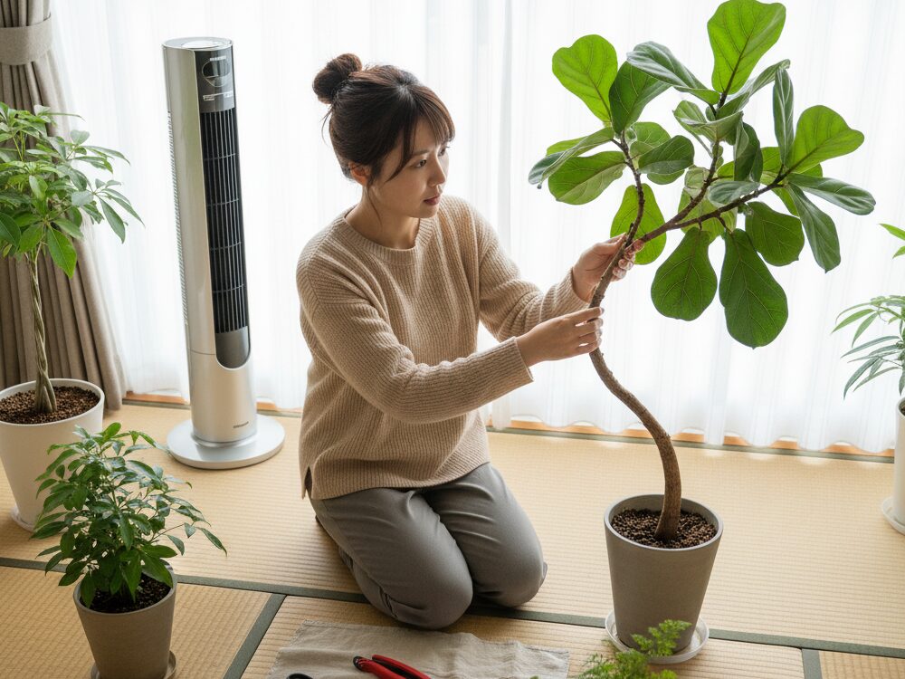 観葉植物の曲がり矯正と原因