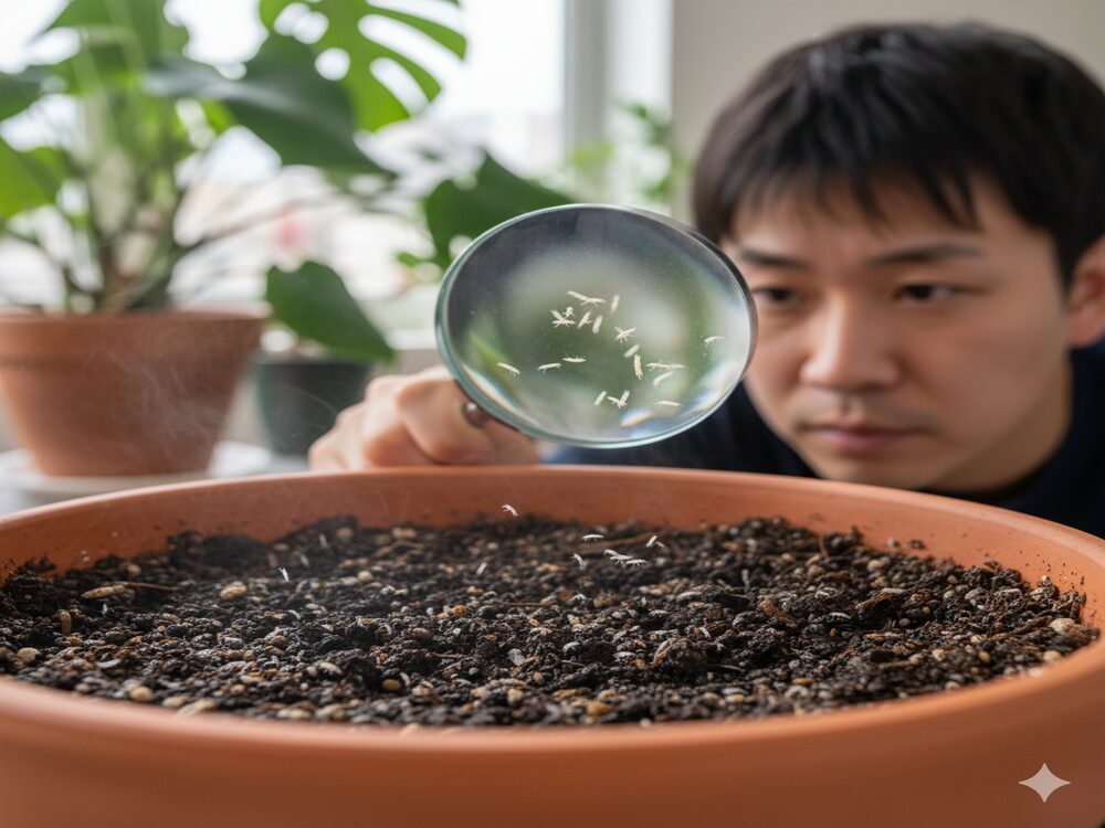 観葉植物の土にいるダニの見分け方