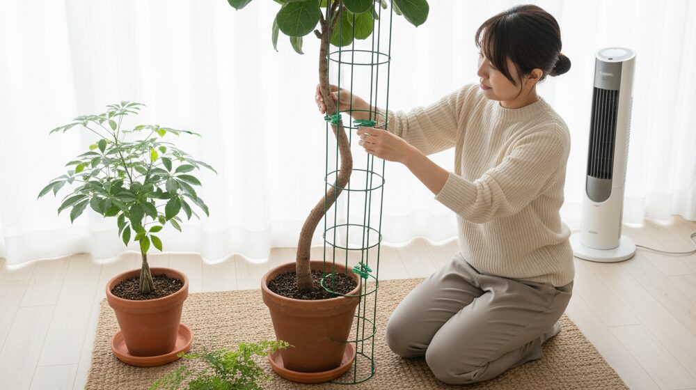 観葉植物の曲がり矯正ガイド！まっすぐ育てるコツ