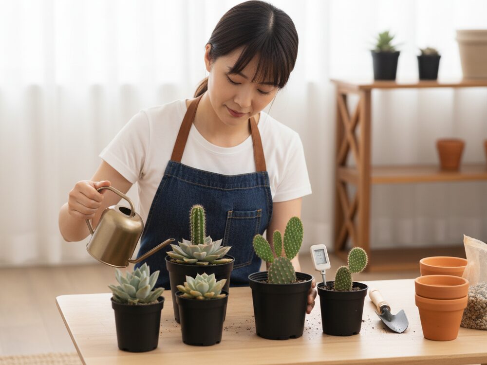 多肉植物やサボテンをポットのまま管理