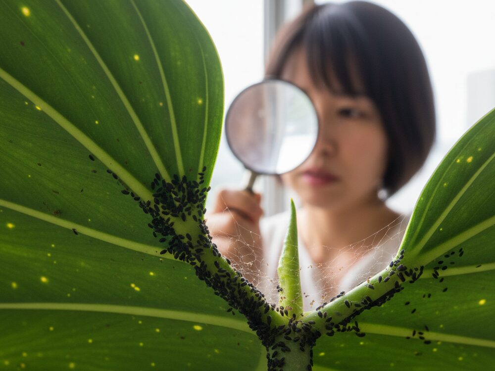 観葉植物の黒い粒、その正体は虫？