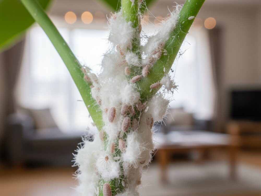 白いふわふわした綿はコナカイガラムシ