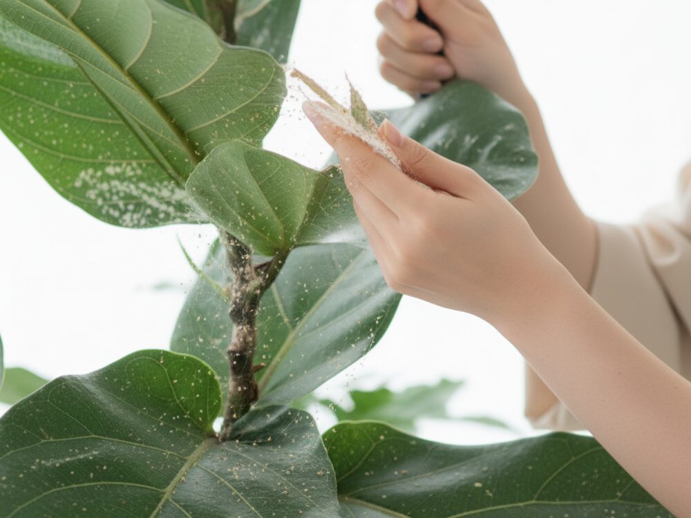 葉の裏の点々はハダニ