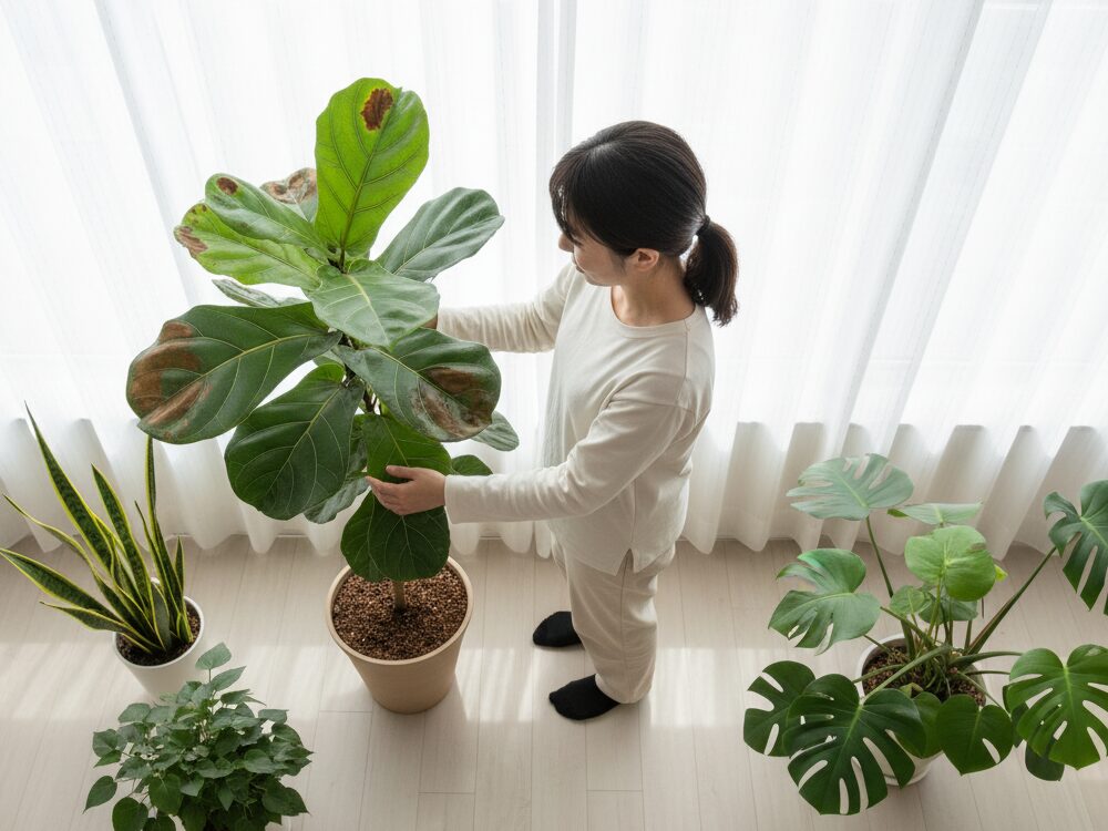 葉焼けは置き場所で防ぐ