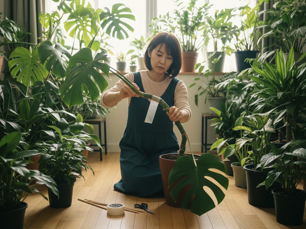 観葉植物の茎が折れたらセロテープで修復可能？