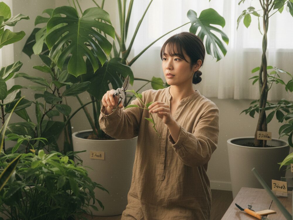 観葉植物の剪定で幹を太くする方法