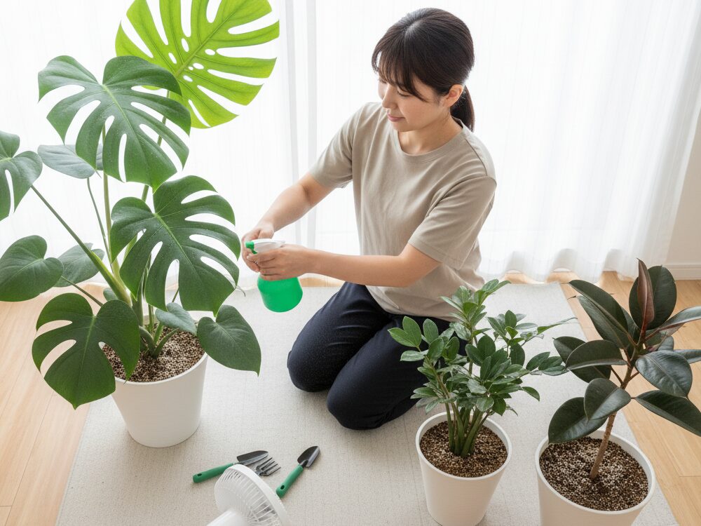 観葉植物の小さい白い虫、予防が肝心