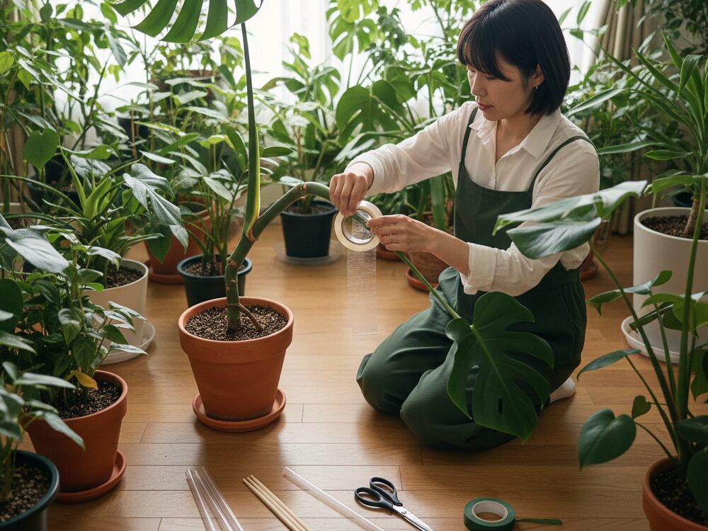 観葉植物の茎が折れた時のセロテープ活用術