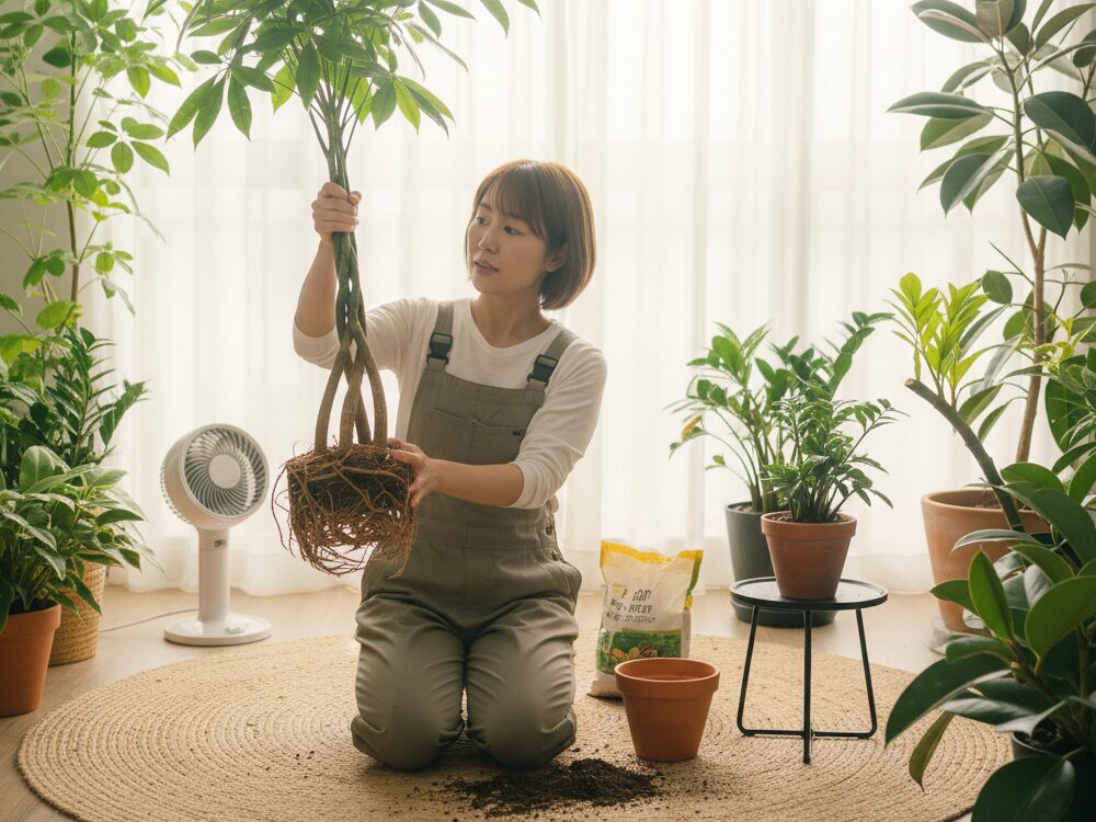 観葉植物の幹を太くする実践的なテクニック