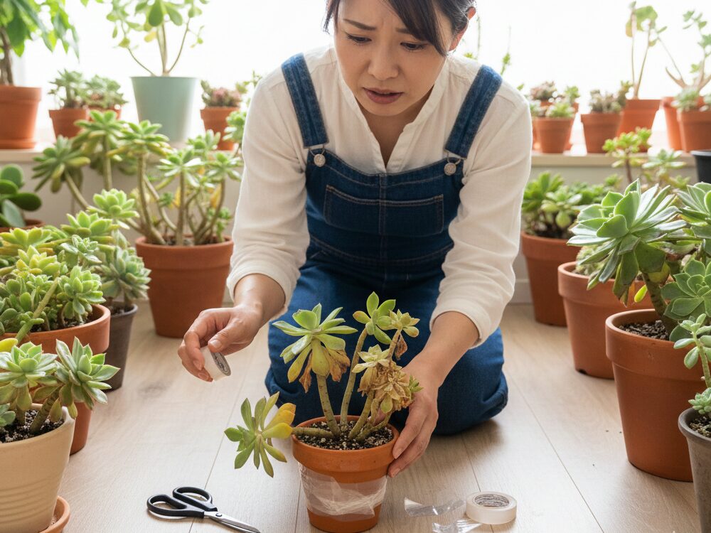 多肉植物にテープ修復は不向きな理由