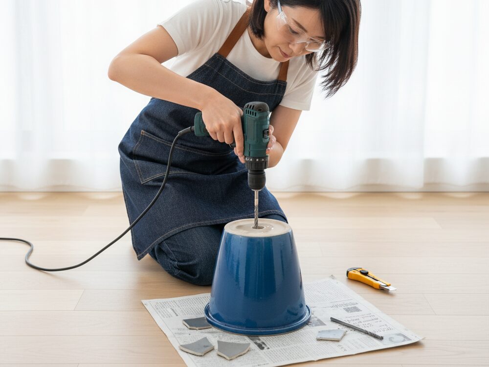 DIYで鉢に穴あけする方法