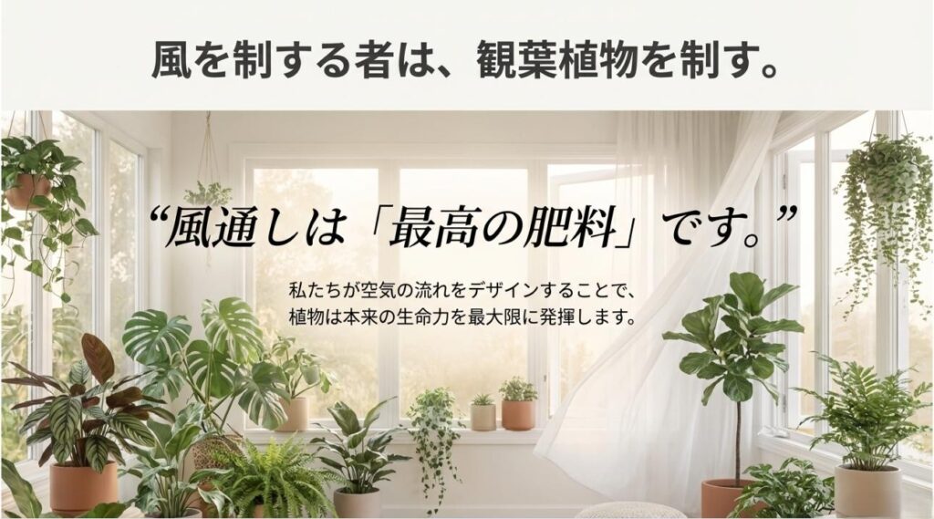 空気の流れをデザインすることで植物の生命力を最大限に引き出すというメッセージ