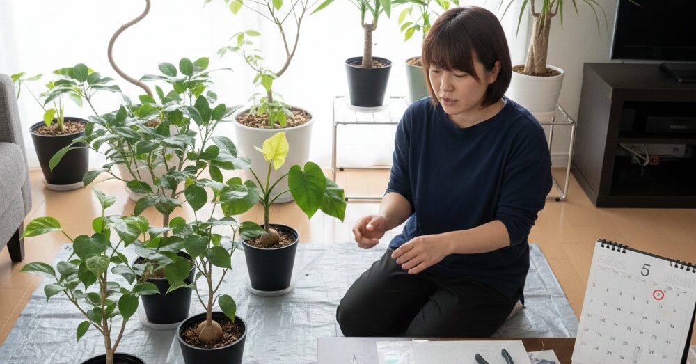 観葉植物を針金で曲げる準備と時期