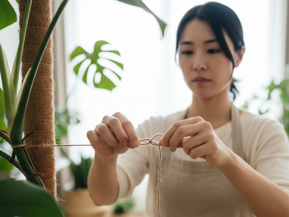 茎を傷つけない紐の結び方