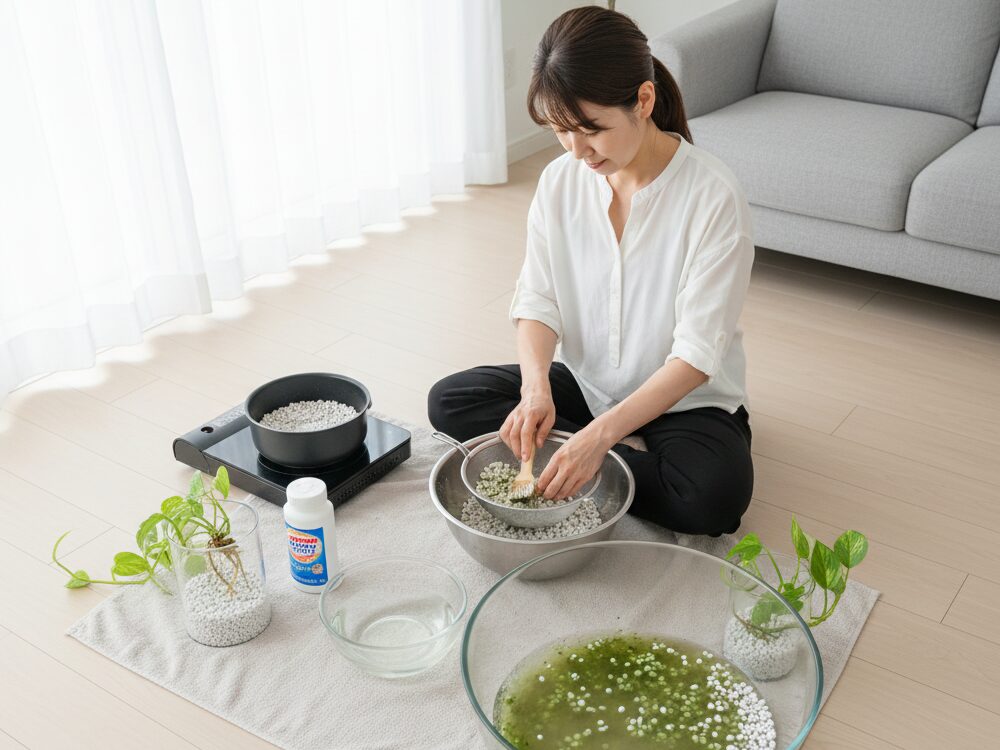 容器内の藻や汚れを落とす掃除と再生の方法