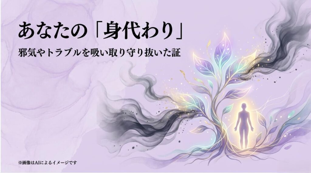 植物が部屋の邪気やトラブルを一身に吸収し、持ち主を健気に守り抜いたことを示すスピリチュアルな概念図