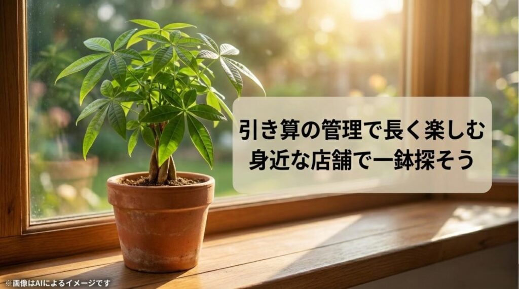 「引き算の管理で長く楽しむ」というメッセージとともに、身近な一鉢から始めることを勧めるエンディングスライド