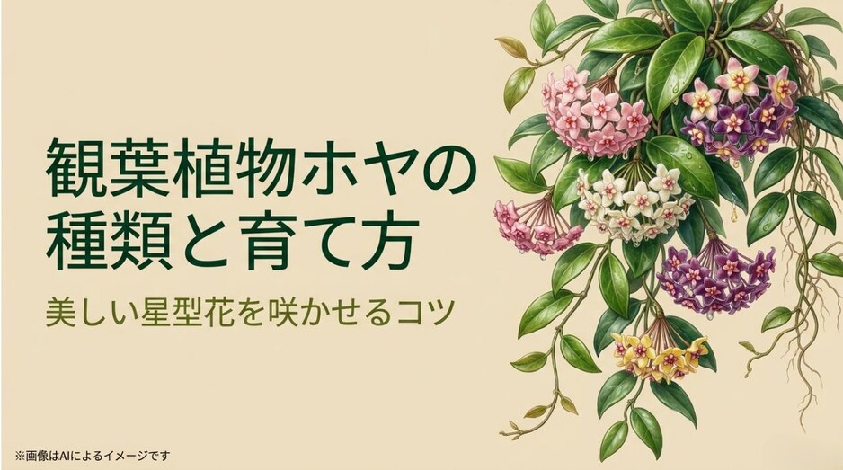 ホヤの美しい星型花を咲かせるコツや育て方を解説する記事のアイキャッチ画像