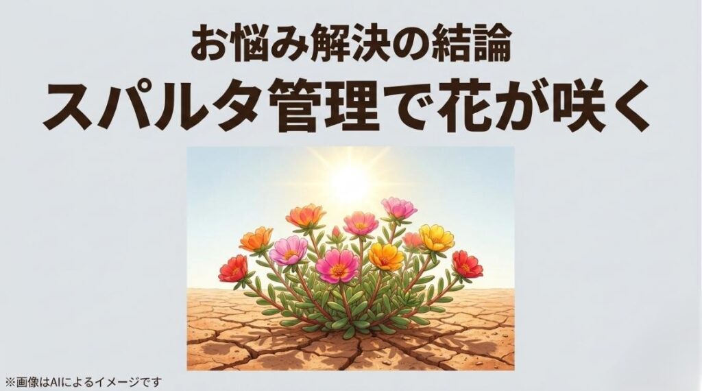 ひび割れた乾燥した大地の上で太陽を浴びて美しい花をたくさん咲かせる元気なポーチュラカのイラスト